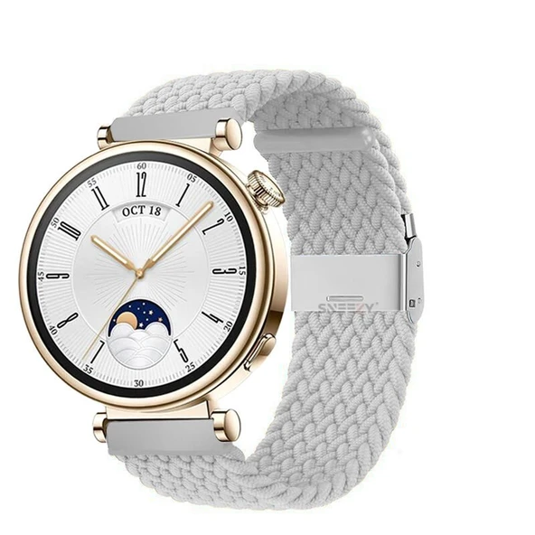 Sneezy Huawei Watch GT4 41mm İle Uyumlu 18mm Metal Klips Solo Fiberlink Örgü Kordon  Gri ürün görseli 1