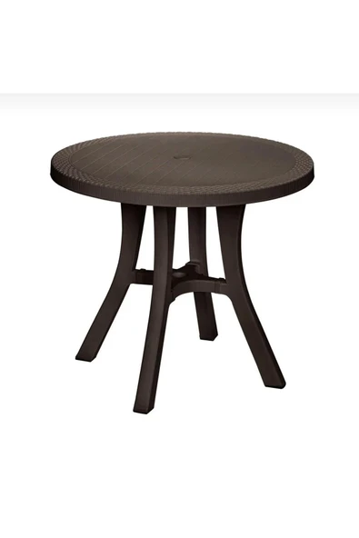 Royal Rattan Desenli Yuvarlak Masa 80 cm.Şemsiye Delikli, Dayanıklı ve Şık ürün görseli 1