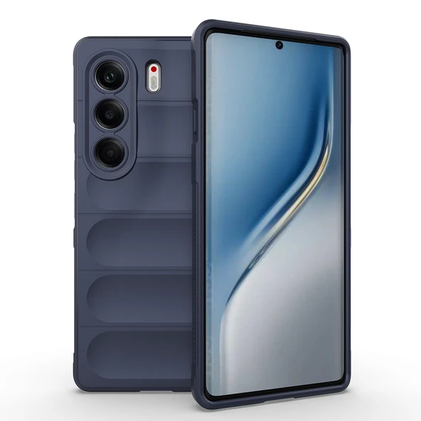 Tecno Camon 40 Pro Kılıf Esnek TPU Oyuklu Arka Yüzey Tasarımlı Zore Etnik Silikon Kapak - Lacivert ürün görseli 1