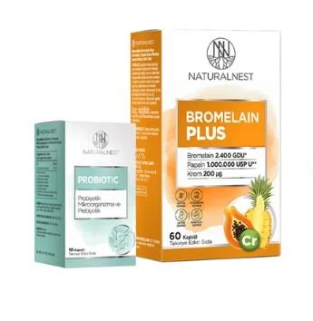 Naturalnest Bromelain Plus 60 Kapsül + Probiotic 10 Kapsül ürün görseli 1