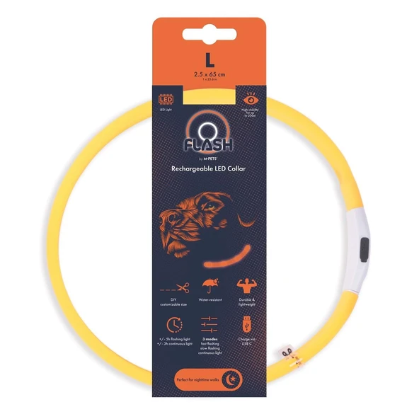 M-Pets Flash Led Boyun Tasma Turuncu (L) ürün görseli 1