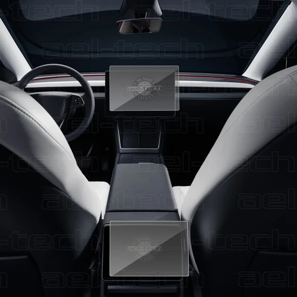 Tesla Model Y 2025 15,4 inc Navigasyon ve Arka Yolcu Ekran uyumlu Nano Koruyucu 2li Set ürün görseli 1