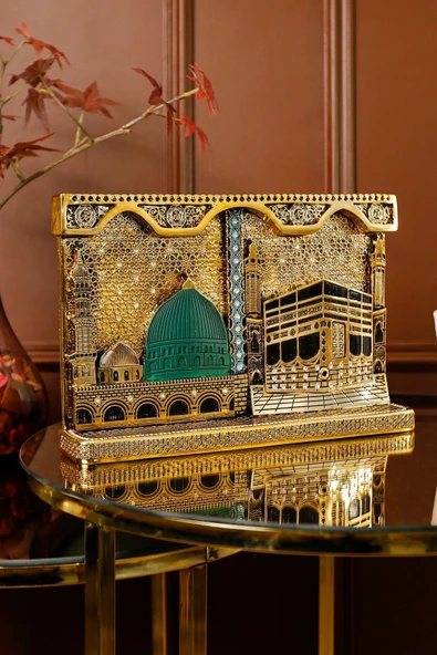 KABE VE MESCİDİ NEBEVİ KOMPOZİSYON DİNİ İSLAMİ BİBLO AKSESUAR HEDİYELİK DEKORATİF OBJE SÜS ürün görseli 1