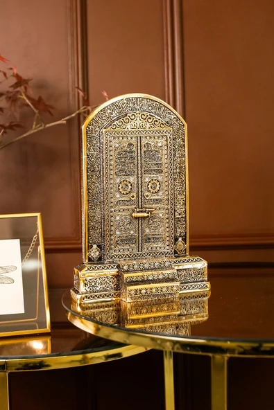 Lüks Hediyelik Dekoratif Obje Gold Dekor Gold Ev Ofis Dekorasyon Kabe Kapısı Ayetel Kürsi Biblo ürün görseli 1
