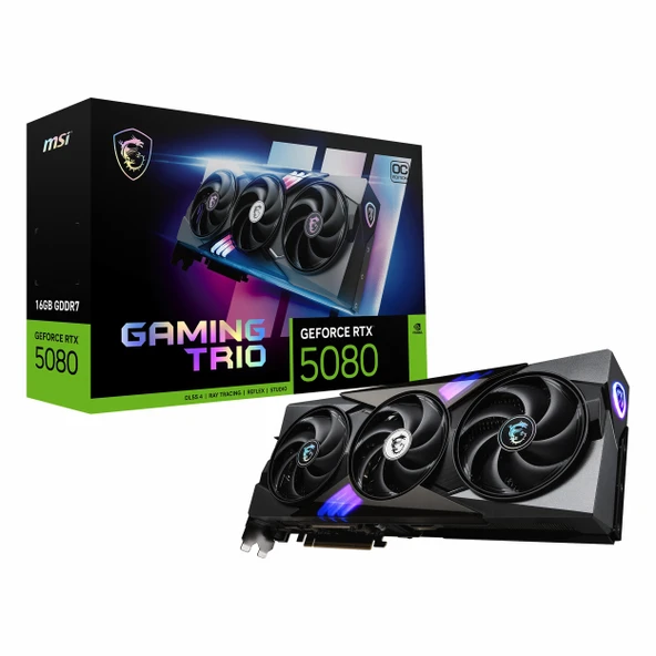 MSI Gaming Trio GeForce RTX 5080 OC 16GB GDDR7 256Bit HDMI/DP Ekran Kartı ürün görseli 1