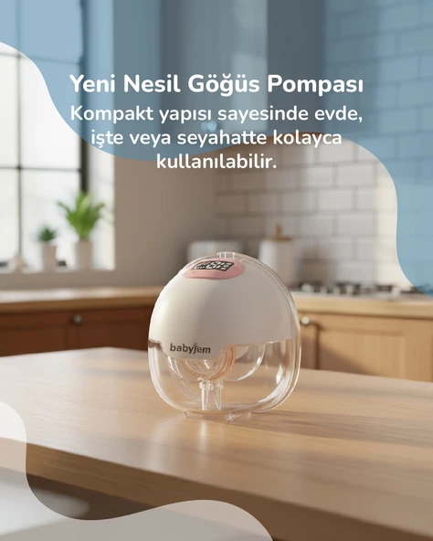 Babyjem Yeni Nesil Led Ekran Ultra Vakumlu Giyilebilir Göğüs & Süt Pompası ürün görseli 1