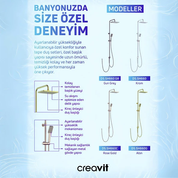 Creavit Krom Tepe Duş Sistemi SH660 - Resim 6