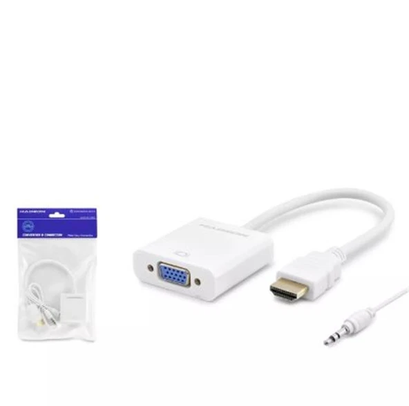 Hadron Hdx2019 Hdmi To Vga F Çevirici 1080P + Audio Beyaz ürün görseli 1