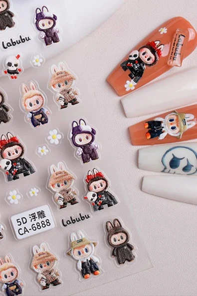 Fontenay Labubu Tırnak Sticker Protez Tırnak Kalıcı Oje Süsleme, Nail Art Sticker CA-6888 ürün görseli 1