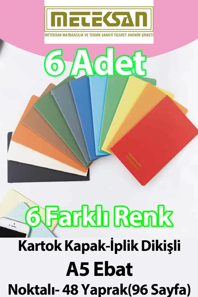 Meteksan 6' lı A5 Ebat (15x21cm) 6'lı Karışık Renkli ürün görseli 1