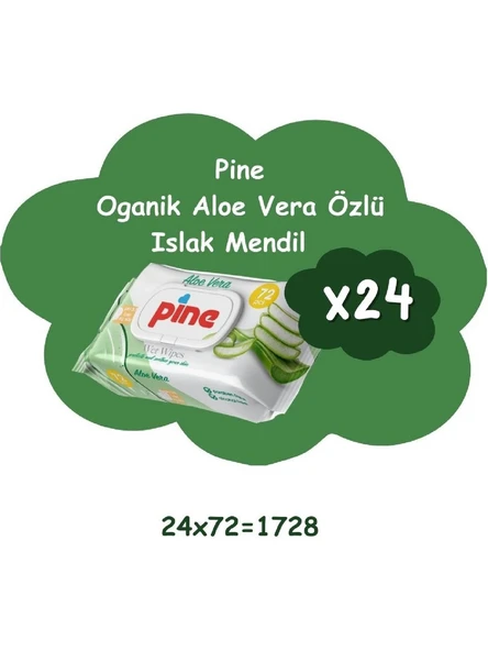 Pine Kapaklı Islak Mendil 1koli (24 Paket) Toplam 1728 Yaprak ürün görseli 1