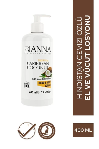 Bianna Paraben İçermeyen El ve Vücut Losyonu 400 Ml Hindistan Cevizi Özü ürün görseli 1