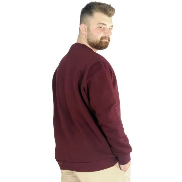 Erkek Sweatshirt Bisiklet Yaka Basic 20131 Mürdüm - Resim 2