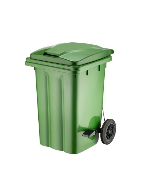 Omnipazar SY-6504 Pedallı Tekerlekli Kapaklı Çöp Konteyneri 80 lt Yeşil ürün görseli 1
