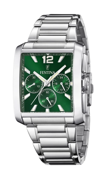 Festina F20635/3 Square Quartz Çelik Gri Yeşil Kadran 38 mm Erkek Kol Saati ürün görseli 1