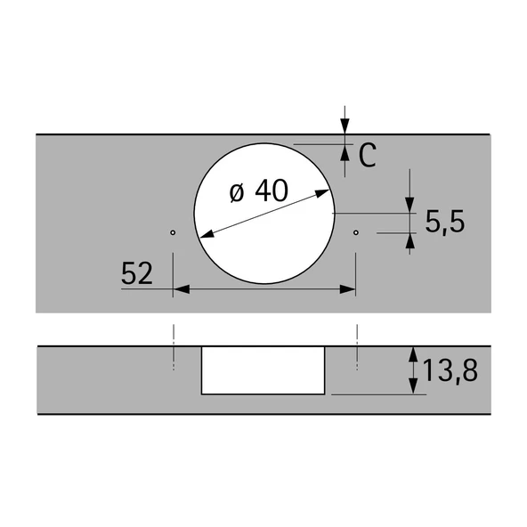 Hettich Intermat Kalın Kapak Menteşesi 43 mm. Düz Bini - Resim 2