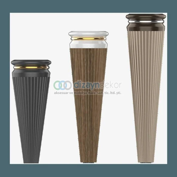 Çizgili Dolap Ayağı Mat Siyah 23 Cm - Resim 2