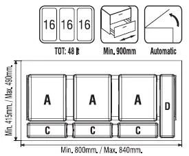 Çekmece İçi Çöp Kovası 90 Cm. Modül - Resim 2