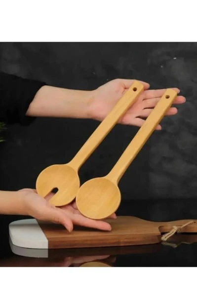 Bambu Servis Kaşık Seti 2 Parça Salata Servisi - Resim 3