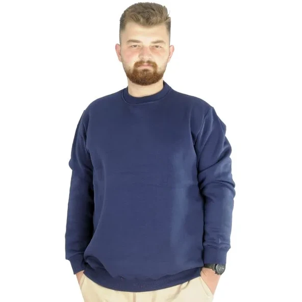 Büyük Beden Erkek Sweat Bis Yaka 20131 İndigo ürün görseli 1