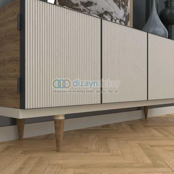 Çizgili Dolap Ayağı Mat Siyah 23 Cm - Resim 4