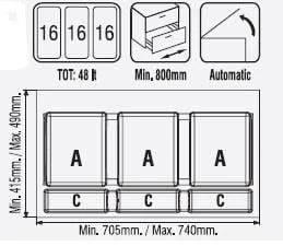 Çekmece İçi Çöp Kovası 80 Cm Modül - Resim 2