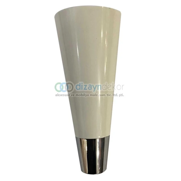 Konik Mobilya Dolap Ayağı Beyaz Parlak Krom 15 Cm ürün görseli 1