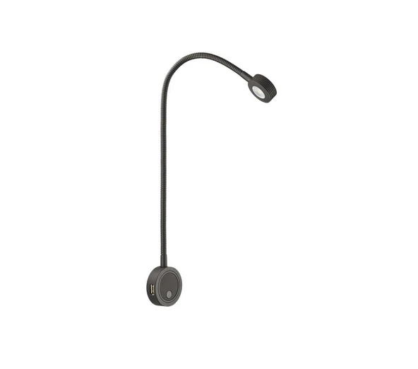 LED Esnek Okuma Işığı 12 V, Ø 36 mm, Yüzeye Montaj için, Loox5 LED 2034  USB şarjı, Siyah kaplama ürün görseli 1