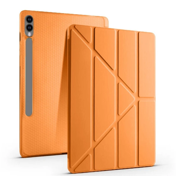 Samsung Galaxy Tab S7 Plus T970 12.4 İnç Katlanabilir Kalemlikli Standlı Akıllı Kılıf  Turuncu ürün görseli 1