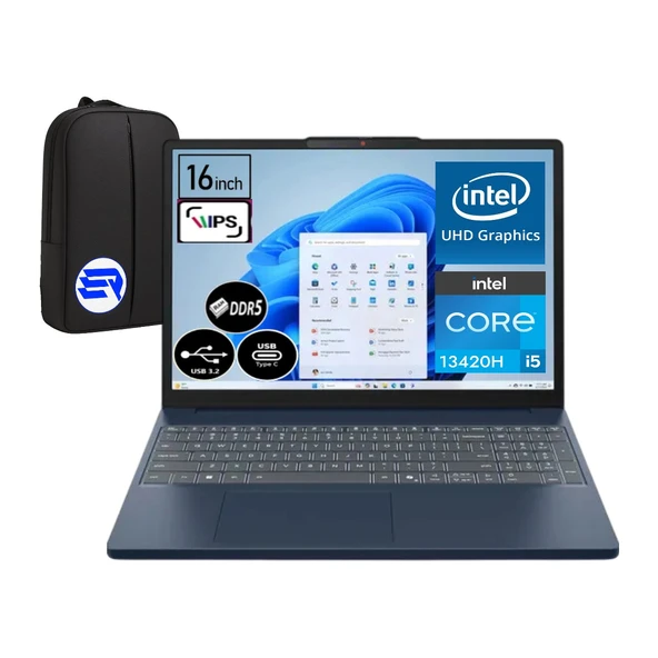 Lenovo Ideapad Slim 3 Intel Core I5-13420H 24GB Ram 512GB SSD 16" Wuxga Win 11 Pro 83K2001RTREP2 + Elektropasaj Çanta ürün görseli 1