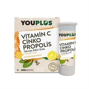 Youplus Vitamin C Çinko Propolis 20 Efervesan Tablet ürün görseli 1