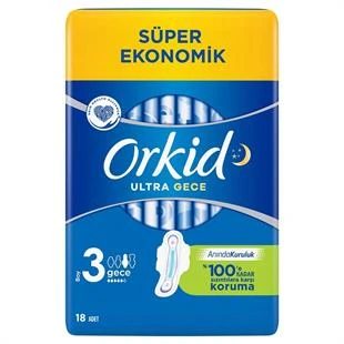 Orkid Ultra Hijyenik Ped Gece Gündüz No: 3 18'li ürün görseli 1
