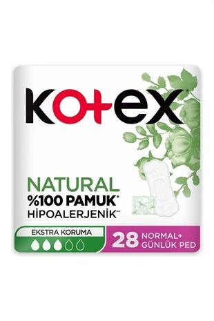 Kotex Natural Hipoalerjenik Ekstra Koruma Hijyenik Ped 28'li ürün görseli 1