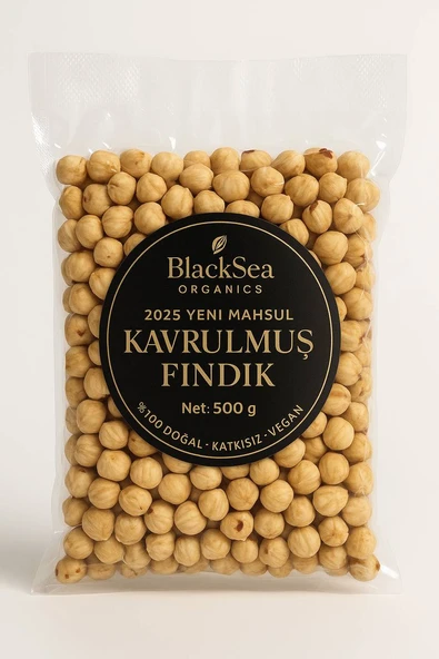 BlackSea Organics 2025 Yeni Mahsul Kavrulmuş Fındık 500 g  Doğal ve Katkısız Rize Fındığı ürün görseli 1