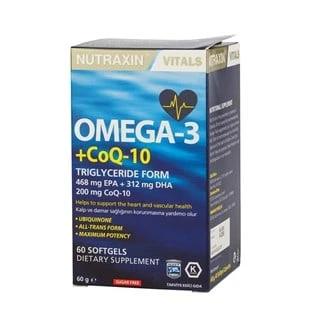 Nutraxin Vitals Omega-3 + Co-Q10 60 Softgel ürün görseli 1