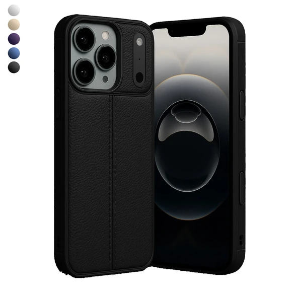 iPhone 17 Pro Max Kılıf Focus Deri Desen Silikon Arka Kapak ürün görseli 1