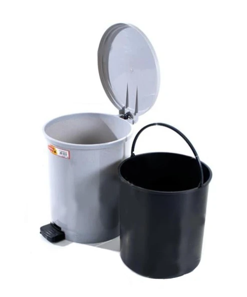 Omnipazar SY-4219 Gri Pedallı Yuvarlak Çöp Kovası İç Kovalı 40 Litre - Resim 3