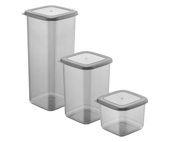 Omnipazar SY-2734 Fresca Kare Erzak Saklama Kabı Sert Kapak 3'lü Set ürün görseli 1