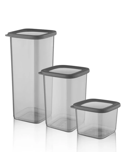 Omnipazar SY-2735 Fresca Kare Erzak Saklama Kabı Silikon Kapak 3'lü Set ürün görseli 1