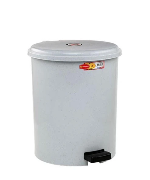 Omnipazar SY-4219 Gri Pedallı Yuvarlak Çöp Kovası İç Kovalı 40 Litre ürün görseli 1