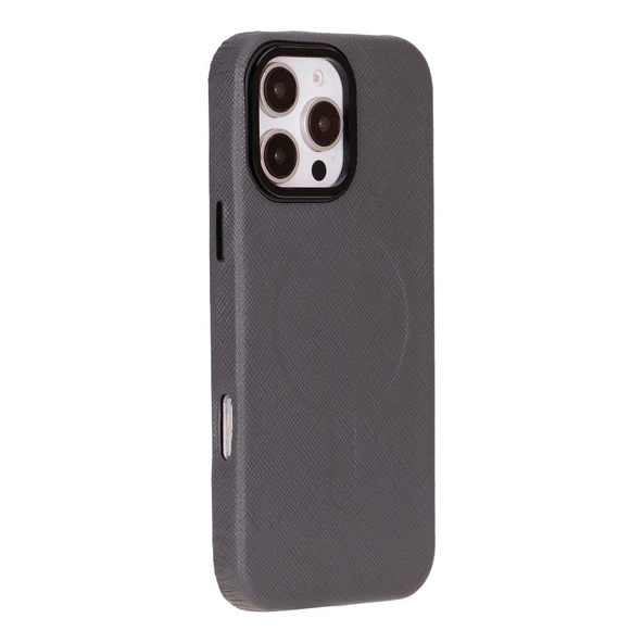 Apple iPhone 16 Pro Max uyumlu, Hakiki Deri, El Yapımı Kılıf, Gri ürün görseli 1