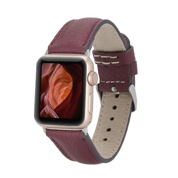 Apple Watch Uyumlu Deri Kordon 42-44-45mm FL6 Bordo ürün görseli 1