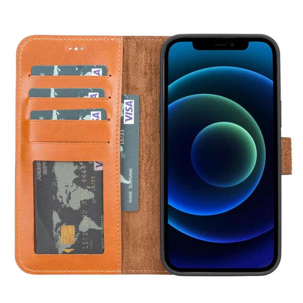 Apple iPhone 13 Pro Max Uyumlu Deri Cüzdanlı Kılıf RST2EF Taba - Resim 2