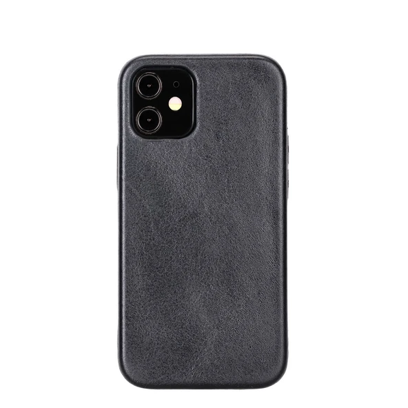 Apple iPhone 12 mini Uyumlu Deri Arka Kapak ROCK RST1 Siyah ürün görseli 1
