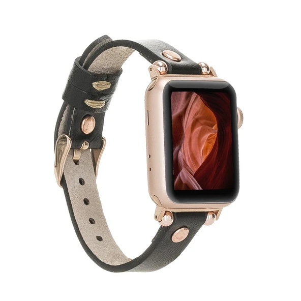 Apple Watch Uyumlu Deri Kordon 38-40-41mm RT RST1 Siyah ürün görseli 1