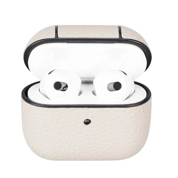 Apple AirPods 3.nesil Uyumlu Deri Kılıf Juni ERC3 Bej ürün görseli 1