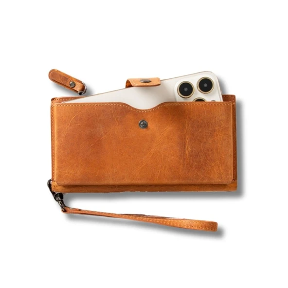 Lozan Hanger 6.5 inch Uyumlu Deri Kartlıklı Kılıf Karamel ürün görseli 1