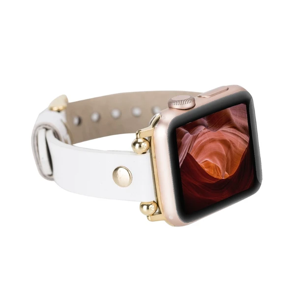Apple Watch Uyumlu Deri Kordon 38-40-41mm FRG F3 Beyaz ürün görseli 1