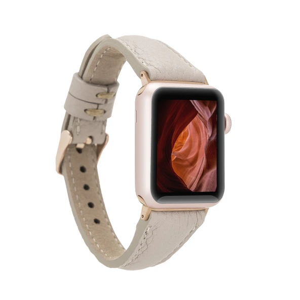 Apple Watch Uyumlu Deri Kordon 38-40-41mm Slim ERC3 Bej ürün görseli 1