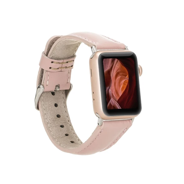 Apple Watch Uyumlu Deri Kordon 42-44-45mm NU2 Pembe ürün görseli 1